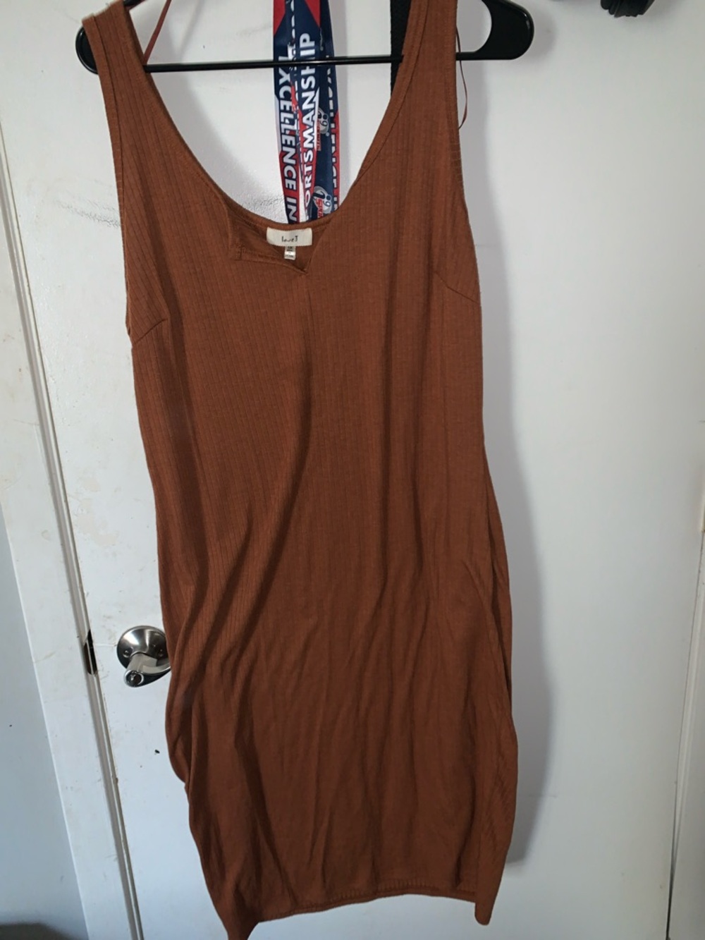 Sleeveless Ribbed Tank Dress - Brown